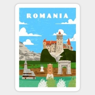 Romania. Retro travel minimalist poster Sticker